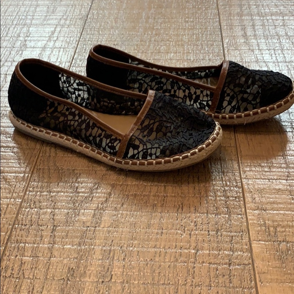 Black lace espadrilles